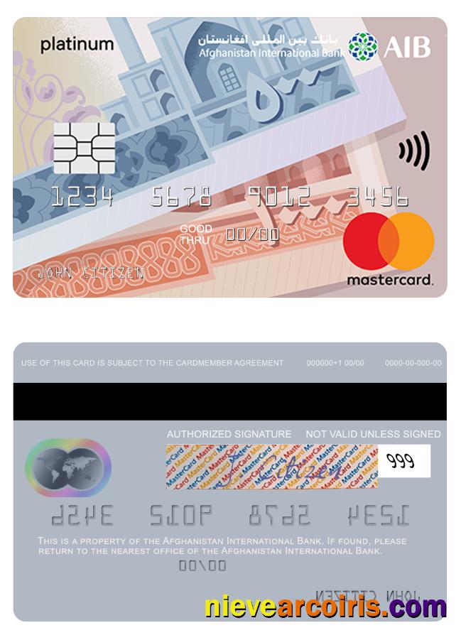 Afghanistan Internatioanl Bank mastercard platinum